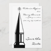 教会の鐘楼 Save the Date 招待状 (正面/裏面)