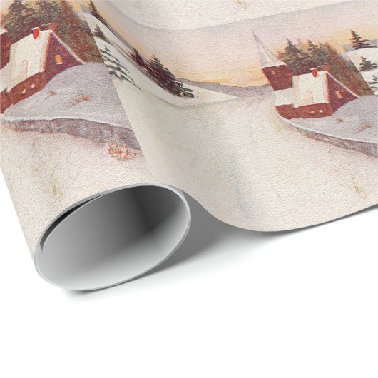 教会の雪の冬 ラッピングペーパー (ロールコーナー)