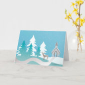 教会の雪 カード (黄色い花)