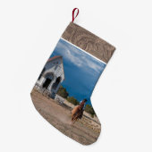 教会の革に馬に乗る西カウボーイフェイクー スモールクリスマスストッキング (正面 (吊り時))