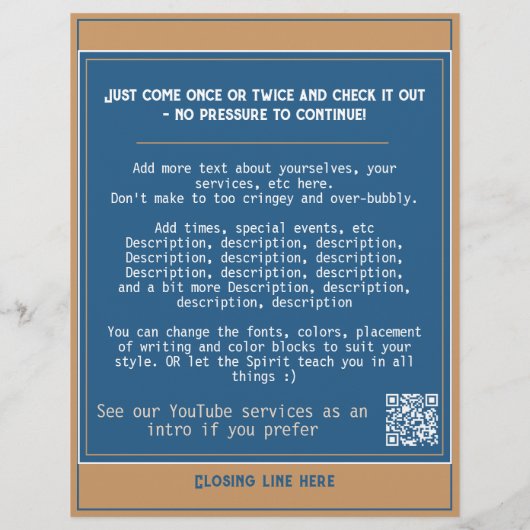 教会への招待状.礼拝。聖書。癒し。祈りの言葉 チラシ (裏面)