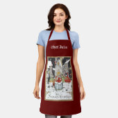 教会へビクトリアン行くヴィンテージクリスマス エプロン (着用した状態)