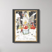教会へビクトリアン行くヴィンテージクリスマス キャンバスプリント (正面)