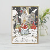 教会へビクトリアン行くヴィンテージクリスマス シーズンカード (スタンド正面)