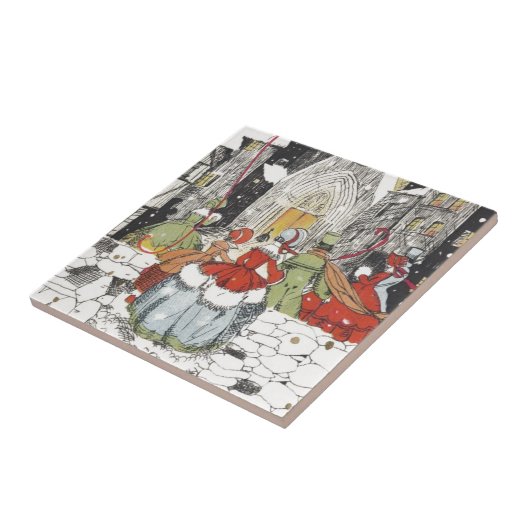 教会へビクトリアン行くヴィンテージクリスマス タイル (側面)