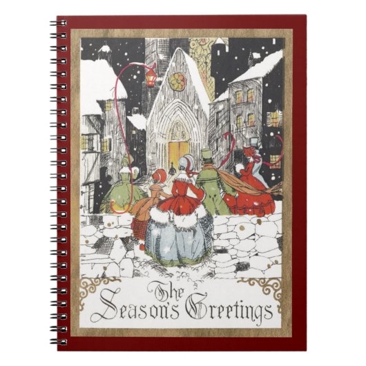 教会へビクトリアン行くヴィンテージクリスマス ノートブック (正面)