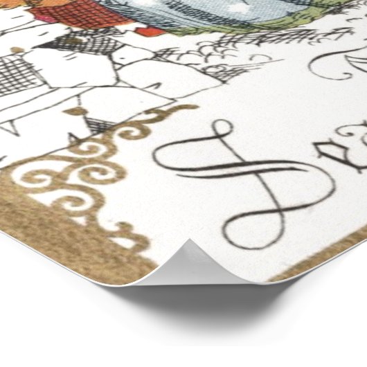 教会へビクトリアン行くヴィンテージクリスマス ポスター (角)