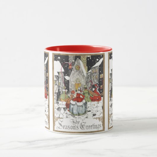 教会へビクトリアン行くヴィンテージクリスマス マグカップ (中央)