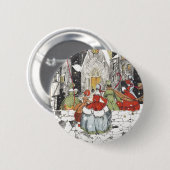 教会へビクトリアン行くヴィンテージクリスマス 缶バッジ (正面&裏面)
