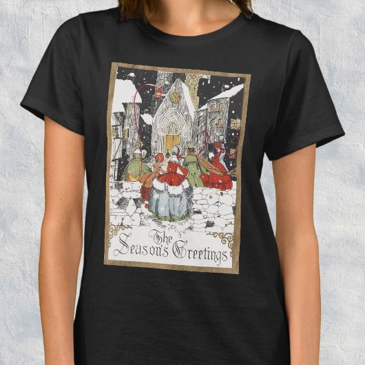教会へビクトリアン行くヴィンテージクリスマス Tシャツ