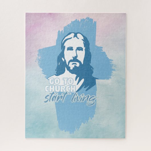 教会へ行け…!イエス・キリスト。キリスト教説教者 ジグソーパズル (縦)