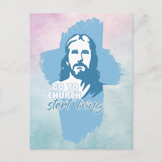 教会へ行け…!イエス・キリスト。キリスト教説教者 ポストカード (正面)