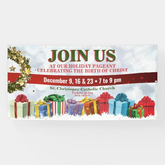 教会またはホリデーページェントのクリスマスバナー 横断幕 (横)