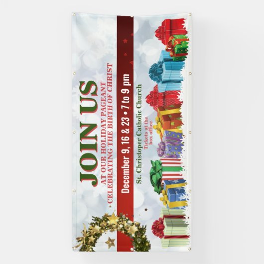 教会またはホリデーページェントのクリスマスバナー 横断幕 (縦)