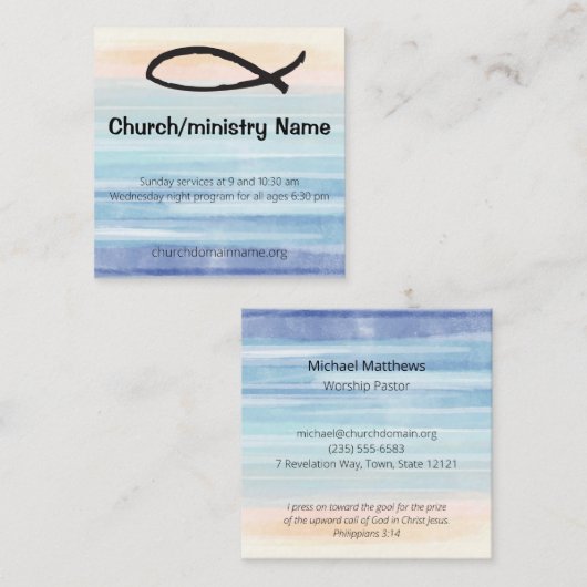 教会または大臣のための正方形の名刺 スクエア名刺 (正面/裏面)