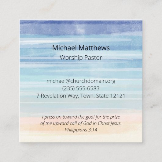 教会または大臣のための正方形の名刺 スクエア名刺 (裏面)