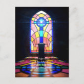 教会を通してステンドグラスの窓が明るい ポストカード (正面)