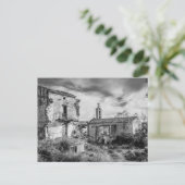 教会イタリアン |都市崩壊 |白黒 ポストカード (スタンド正面)