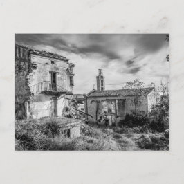 教会イタリアン |都市崩壊 |白黒 ポストカード