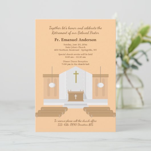 教会インテリア退職パーティの招待状 招待状 (スタンド正面)