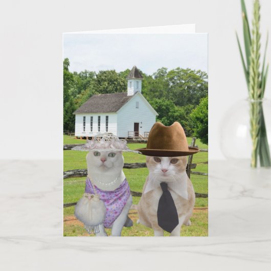 教会イースターに行きたいと思った小さい猫 シーズンカード (正面)