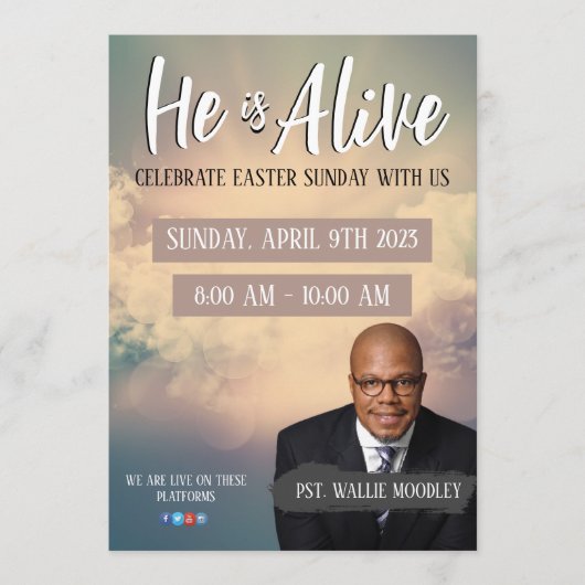 教会イースターサンデーサービスフライヤー 招待状 (正面)