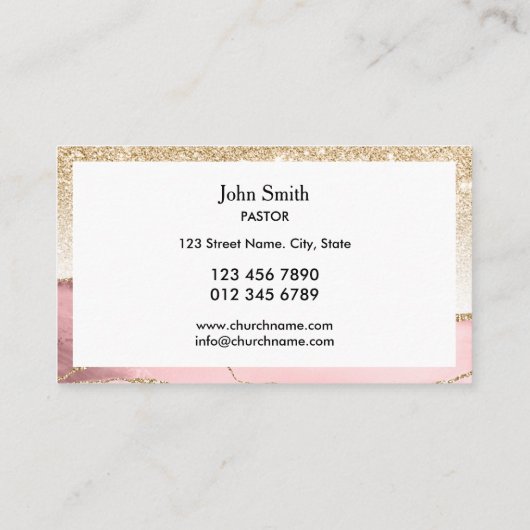 教会エレガント牧師デアコンビショップ金ゴールドクロス 名刺 (裏面)