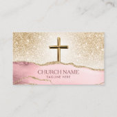 教会エレガント牧師デアコンビショップ金ゴールドクロス 名刺 (正面)