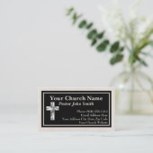 教会エレガント牧師ブラックリネンの名刺 名刺 (スタンド正面)