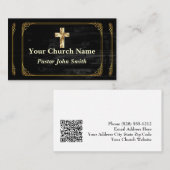 教会エレガント牧師金ゴールド縁ど 名刺 (正面/裏面)