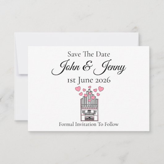 教会オルガン奏者 結婚式 Save The Date (正面)