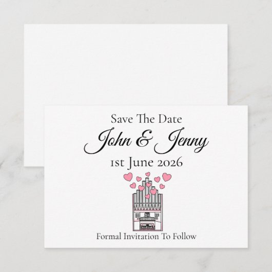 教会オルガン奏者 結婚式 Save The Date (正面/裏面)