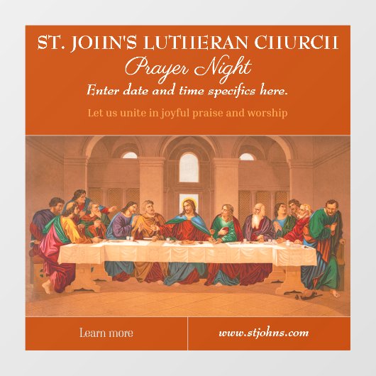 教会カスタマイズの祈りの言葉ナイトザ・ラスト夕食会 ウィンドウサイン (シート)