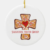 教会カスタムの若者のためのハートとクロスキープサク セラミックオーナメント (裏面)