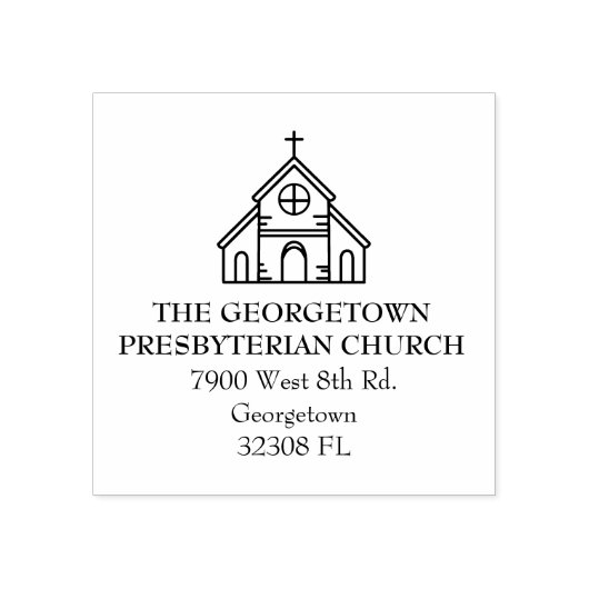 教会カスタムエレガント差出人住所 ラバースタンプ (インプリント)