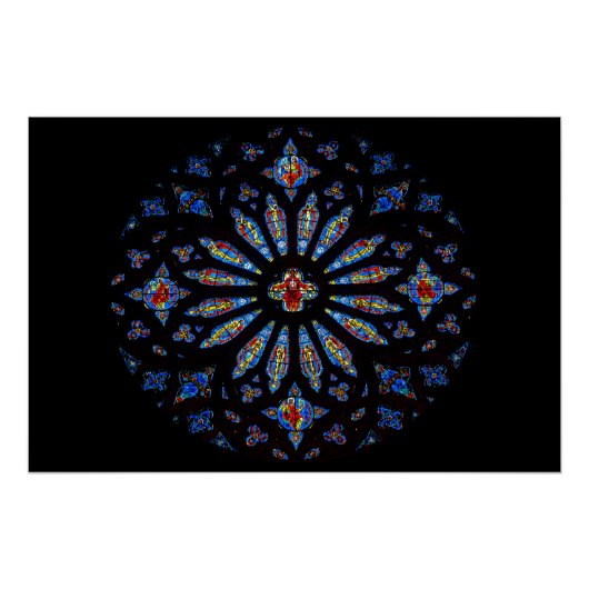 教会カラフルのステンドグラス ポスター (正面)