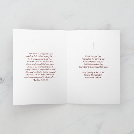 教会クリスマスカード牧師 シーズンカード (内部)