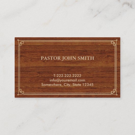 教会クロス金ゴールドフレームエレガントウッド牧師 名刺 (裏面)