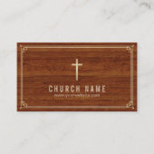 教会クロス金ゴールドフレームエレガントウッド牧師 名刺 (正面)