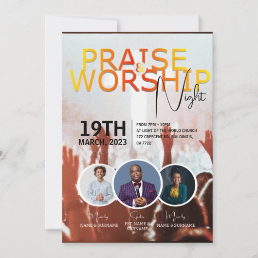 教会サンデーサービスカスタマイズ可能なフライヤーデザイン 招待状 (正面)