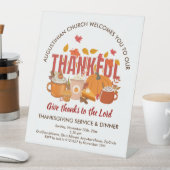 教会サービスと感謝祭の夕食の歓迎 台座サイン (インサイチュ)