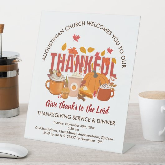 教会サービスと感謝祭の夕食の歓迎 台座サイン (インサイチュ)