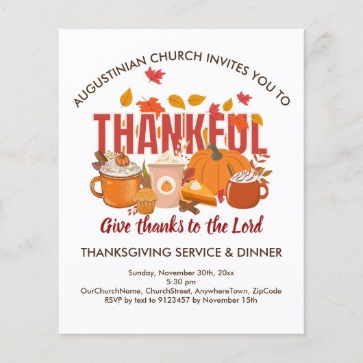 教会サービスと感謝祭ディナー チラシ (正面)