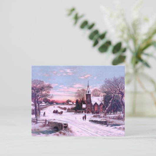 教会サービスのクリスマスイブモーニング シーズンポストカード (スタンド正面)