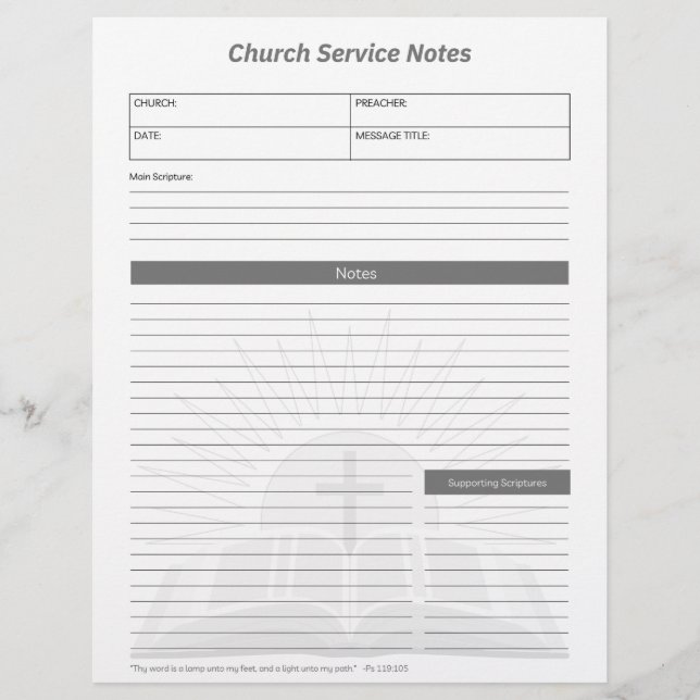 教会サービスChristian Bible Notes Gray レターヘッド (正面)