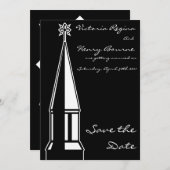 教会スティープルザデイト招待状ブラック 招待状 (正面/裏面)