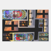 教会ステンドグラスと十字架 ラッピングペーパーシート (正面2)