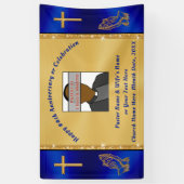 教会パーソナライズされたまたは牧師記念日バナー 横断幕 (縦)