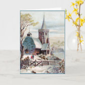 教会ビクトリアンのクリスマスカード カード (黄色い花)