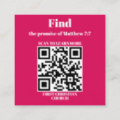 教会ビジネスQRコードプロモーション赤 スクエア名刺 (裏面)
